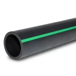 HDPE Plastic Pipe PN 6 Bar PE 63 OD 355 mm SDR 17.6 Black with Green Stripes