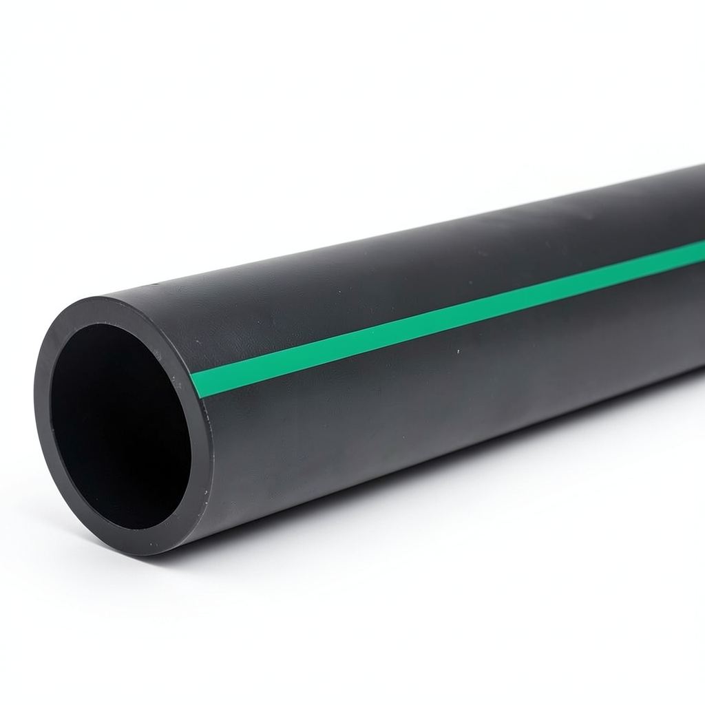 أنابيب HDPE ضغط 6 بار PE 63 قطر خارجي 400 مم SDR 17.6 أسود مع خطوط خضراء