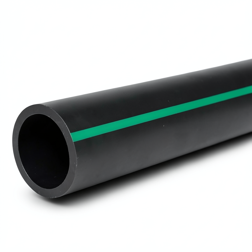 HDPE Plastic Pipe Nominal Pressure 6 Bar PE 63 OD 560 mm SDR 17.6 Black with Green Stripes