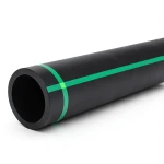 HDPE Polyethylene Pipe Nominal Pressure 10 Bar PE 63 OD 200 mm SDR 11 Black with Green Stripes