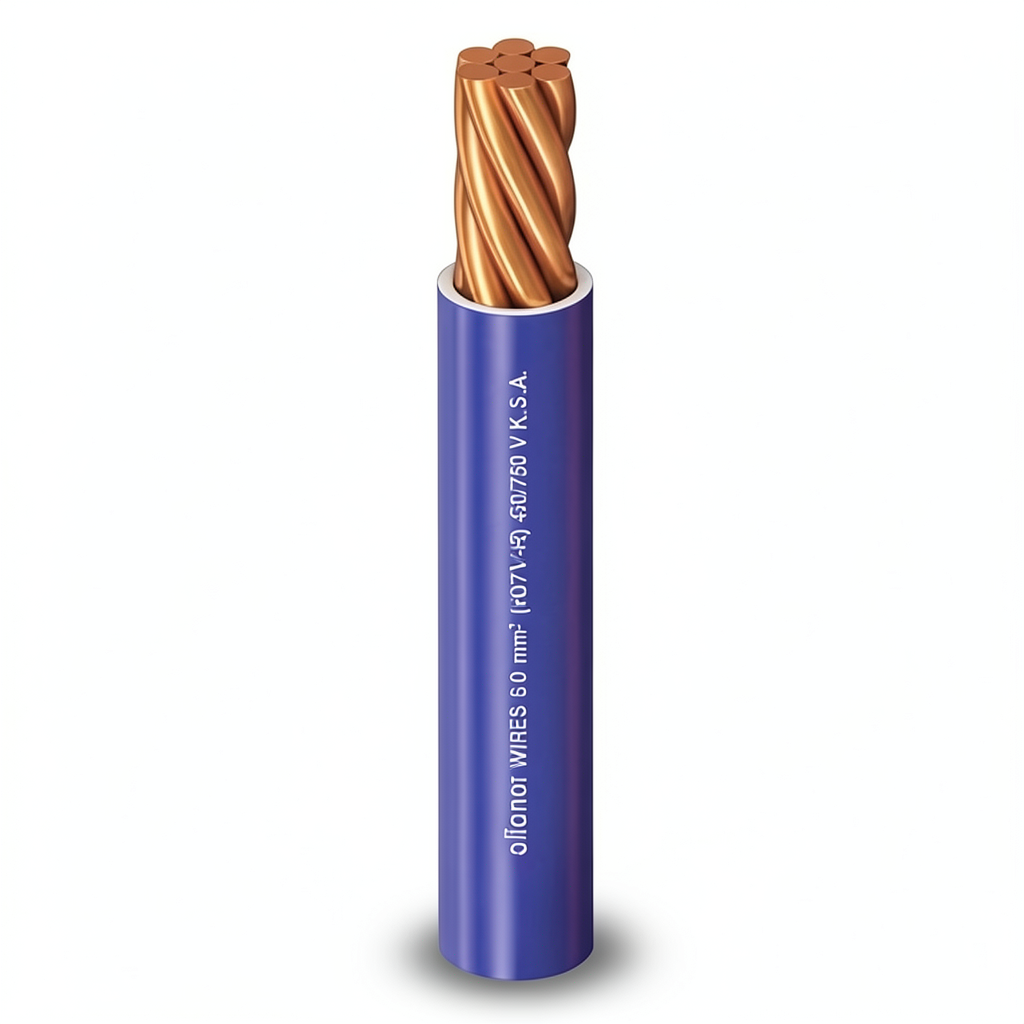 لفة سلك كهرباء مجدول 50 مم² الفنار، موصل نحاس قطر 1.86 مم، 450/750 فولت، عزل PVC | شركة الفنار