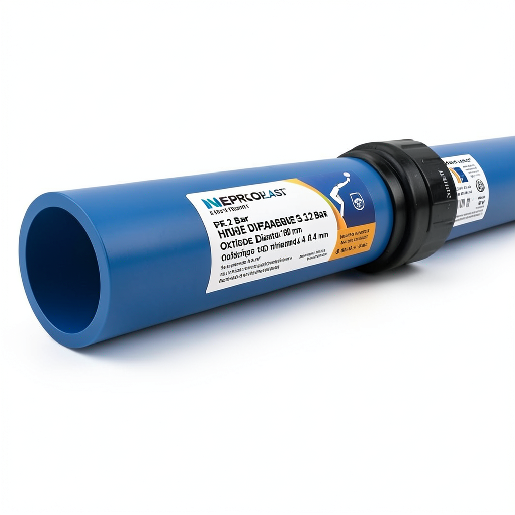 HDPE Pipes PE 80 Pressure 3.2 Bar Outside Diameter 180 mm Thickness 4.4 mm Blue | NEPROPLAST