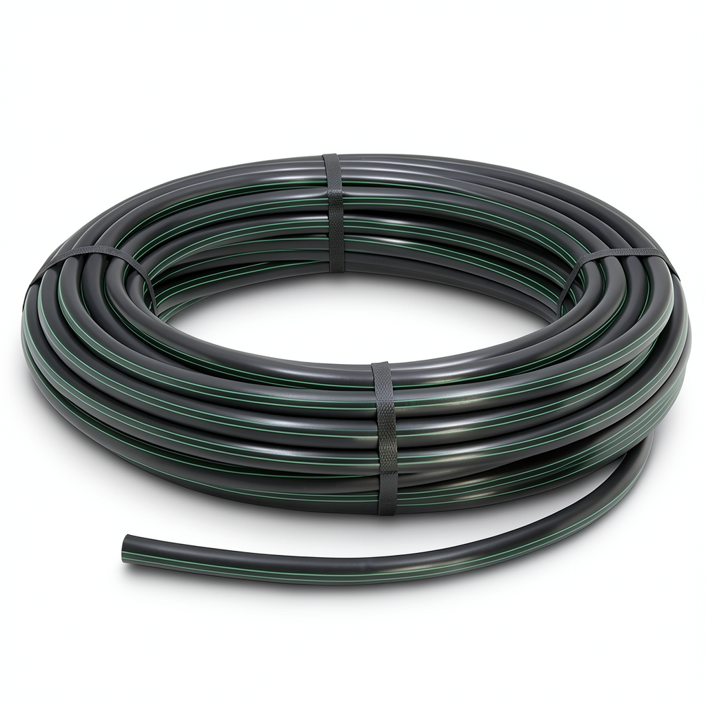 لفة أنابيب بلاستيك HDPE ضغط 10 بار PE 63، قطر خارجي 140 مم SDR 11، لون أسود