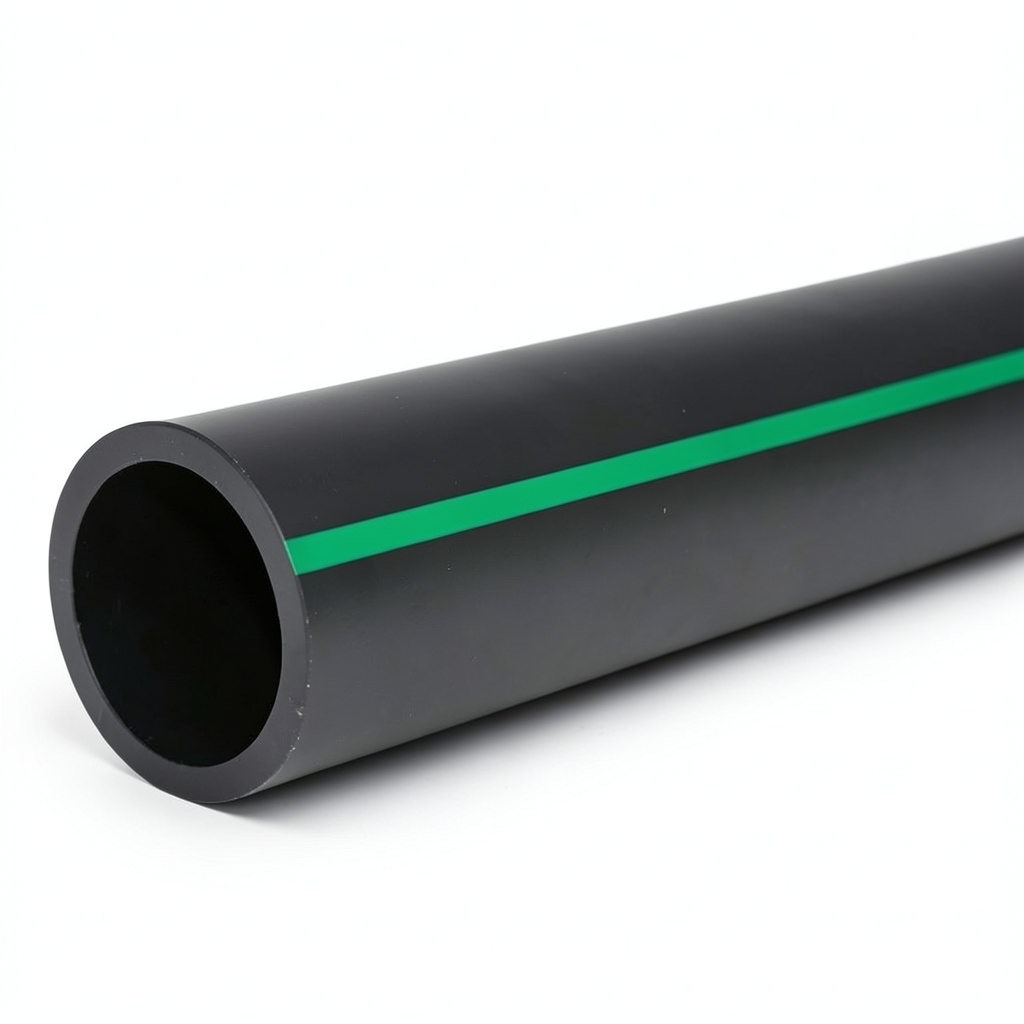 HDPE Polyethylene Pipe Nominal Pressure 10 Bar PE 63 Outside Diameter 355 mm SDR 11 Black with Green Stripes