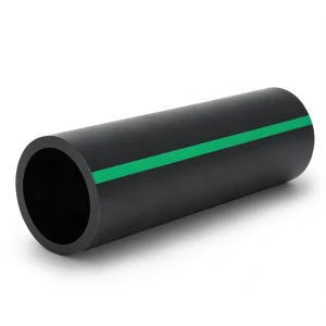 مواسير HDPE ضغط 6 بار PE 63، قطر خارجي 280 مم، SDR 17.6 أسود مع خطوط خضراء