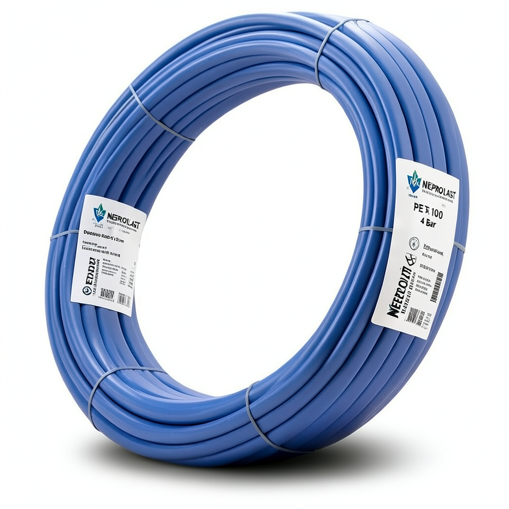 أنابيب HDPE نيبروبلاست PE 100 ضغط 4 بار قطر خارجي 125 مم سمك 3.1 مم لون ازرق | نيبروبلاست