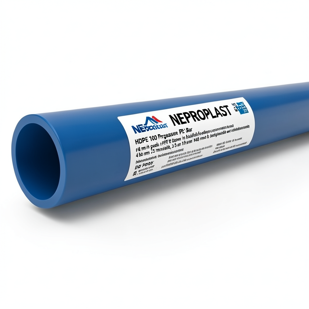 مواسير HDPE PE 100 ضغط 4 بار قطر 140 مم سمك 3.5 مم لون أزرق | نيبروبلاست