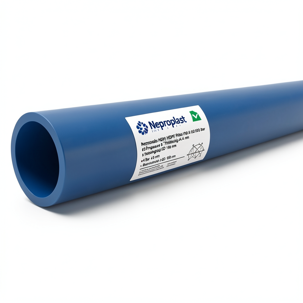 مواسير HDPE نيبروبلاست PE 100 ضغط 4 بار قطر خارجي 180 مم سمك 4.4 مم لون ازرق | نيبروبلاست