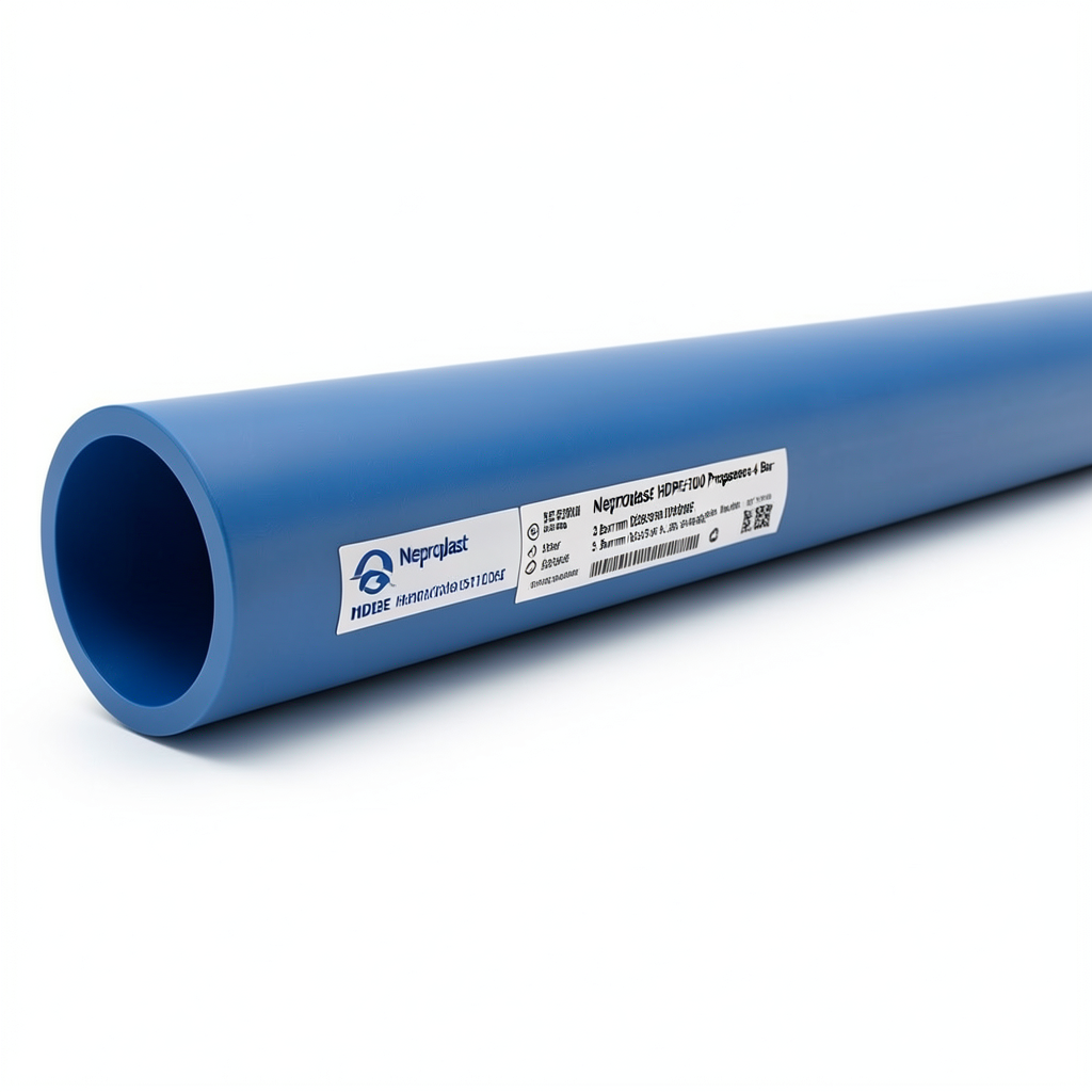 مواسير HDPE نيبروبلاست PE 100 ضغط 4 بار قطر 225 مم سمك 5.5 مم لون أزرق | نيبروبلاست
