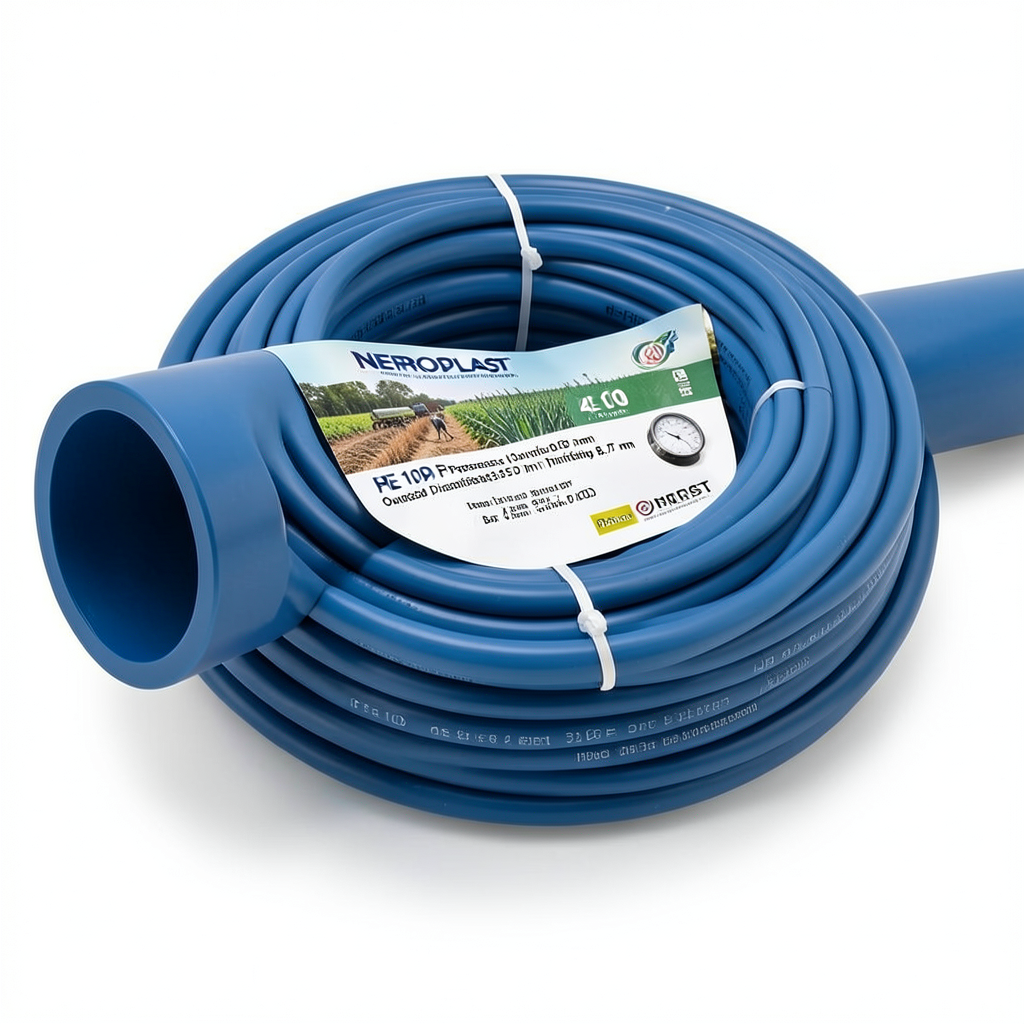 مواسير HDPE PE 100 ضغط 4 بار قطر خارجي 355 مم سمك 8.7 مم أزرق | نيبروبلاست
