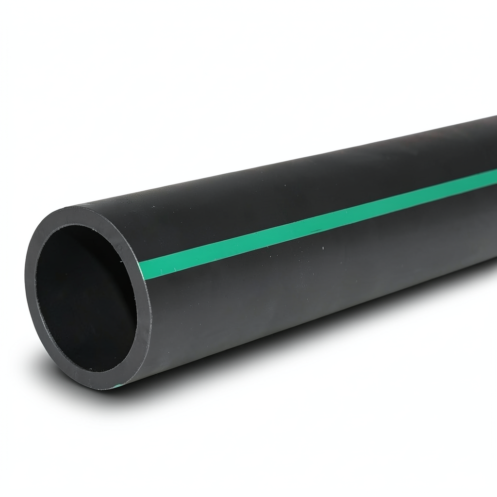 HDPE Polyethylene Pipe PN 10 Bar PE 63 OD 500 mm SDR 11 Black with Green Stripes