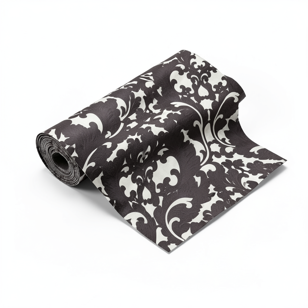 Italian Wallpaper Dark Brown Color Classic Design, Size 10mx0.70m, Model 15061