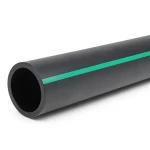 مواسير HDPE ضغط 15.9 بار [PE 63] قطر خارجي 200 مم SDR 7.4 لون أسود مع خط أخضر