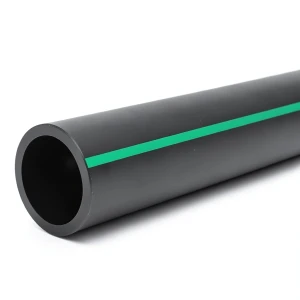 مواسير بلاستيك HDPE ضغط PN 15.9 بار PE 63 قطر خارجي 400 مم SDR 7.4 لون أسود مع خط أخضر