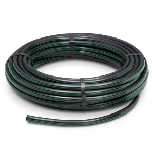 HDPE Plastic Coil Pipe Nominal Pressure 4 Bar PE 63 OD 40 mm SDR 26 Black with Green Stripes