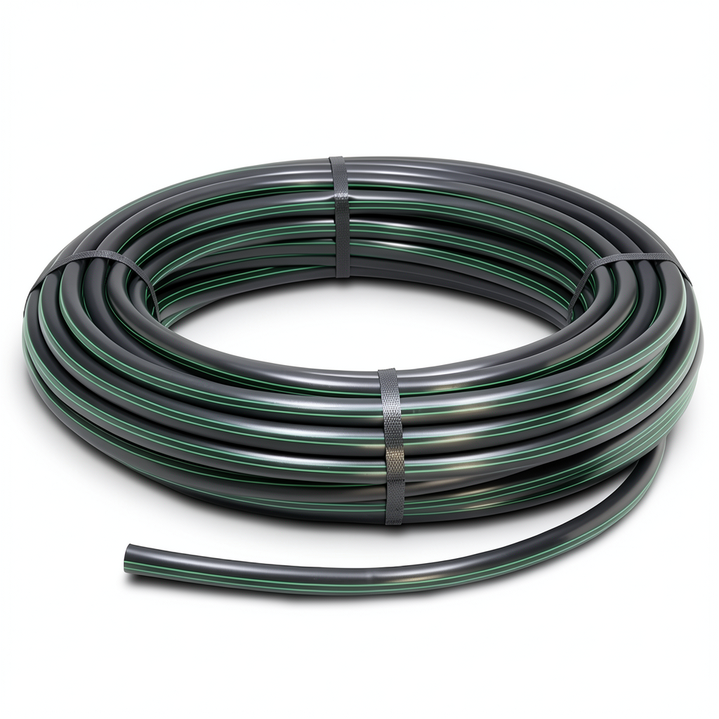HDPE Plastic Coil Pipe PN 4 Bar PE 63, 110 mm Diameter, SDR 26 Black/Green
