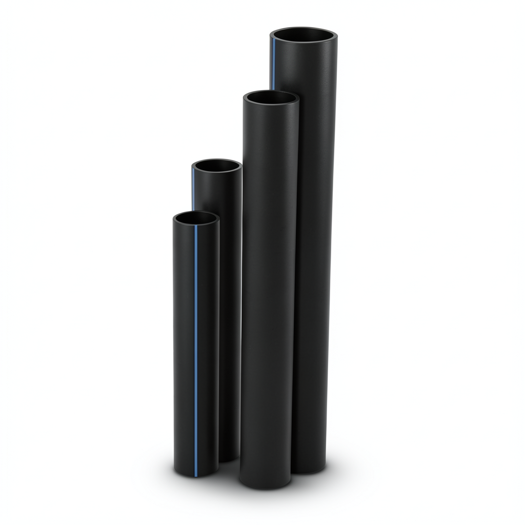 أنابيب HDPE ضغط اسمي 20 بار قطر خارجي 200 مم سمك 33.2 مم لون أسود