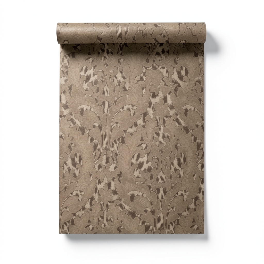 Classic Wallpaper Length 10m, Width 0.70m, Brown Color, Model 15062