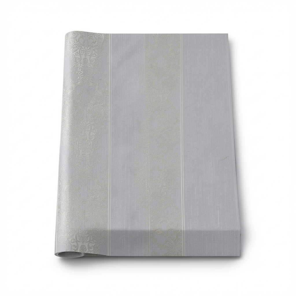 Italian Wallpaper Gray Color Striped Design, Size 10mx0.70m, Model 15079