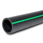 مواسير بلاستيك HDPE ضغط 15.9 بار PE 63 قطر خارجي 450 مم SDR 7.4 أسود مع خط أخضر