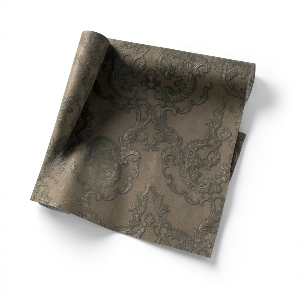 Italian Wallpaper Classic Design 10 m x 1.06 m Dark Beige, Model 81804