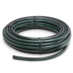 لفة أنابيب HDPE ضغط 4 بار PE 63 قطر خارجي 140 مم SDR 26 أسود مع خطوط خضراء