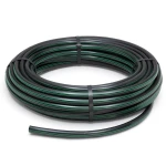 لفة أنابيب HDPE ضغط 4 بار PE 63 قطر خارجي 160 مم SDR 26 أسود مع خطوط خضراء