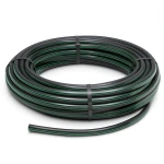 لفة أنابيب HDPE ضغط 4 بار PE 63 قطر خارجي 140 مم SDR 26 أسود مع خطوط خضراء