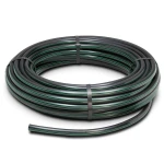 لفة أنابيب HDPE ضغط 6 بار PE 63، قطر خارجي 90 مم SDR 17.6 لون أسود مع خط أخضر