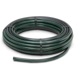 لفة أنابيب HDPE ضغط 10 بار PE 63 قطر خارجي 25 مم SDR 11 أسود مع خطوط خضراء