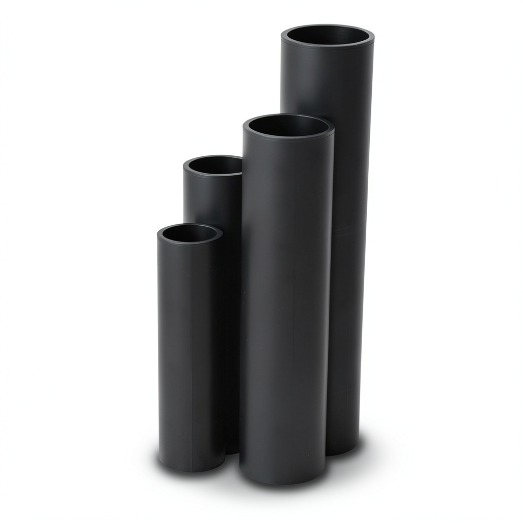 أنابيب HDPE نسبة الأبعاد القياسية 5 قطر خارجي 140 مم سمك 28.1 مم لون أسود