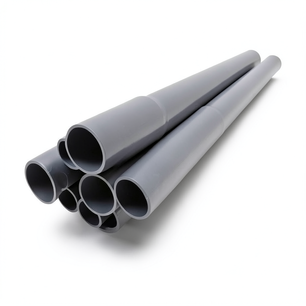 مواسير UPVC جدول 80 مقاس ½ 2 إنش سمك 7.01 مم لون رمادي