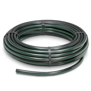 HDPE Plastic Coil Pipe PN 4 Bar PE 63 90 mm SDR 26 Black with Green Stripes