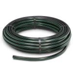 لفة أنابيب HDPE ضغط 4 بار PE 63 قطر خارجي 125 مم SDR 26 لون أسود مع خط أخضر