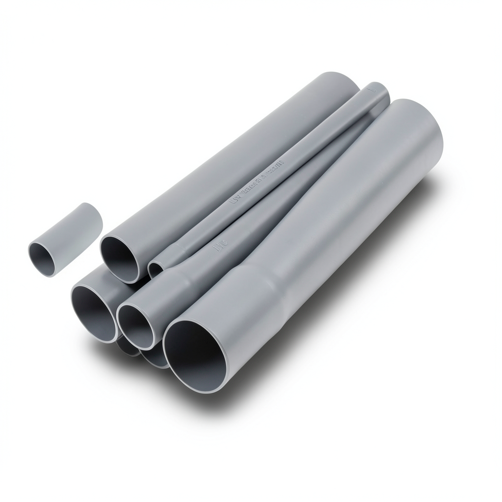 مواسير UPVC جدول 80 مقاس ½ 2 إنش سمك 7.01 مم لون رمادي