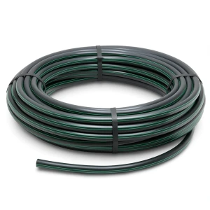 HDPE Plastic Coil Pipe Nominal Pressure 6 Bar PE63 OD 50 mm SDR 17.6 Black with Green Stripes