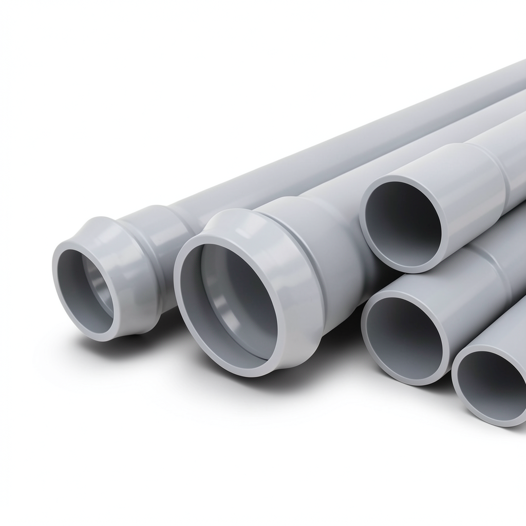 UPVC Pipes 10 Bar Pressure 125 mm OD 4.8 mm Thickness Gray