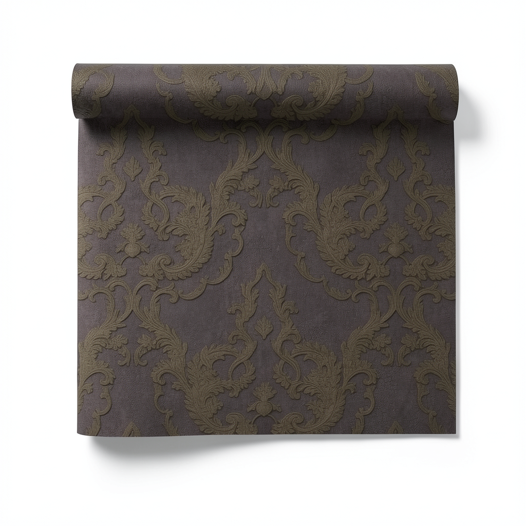 Classic Wallpaper Dark Brown Color, 10 m Length, 1.06 m Width, Model 81810