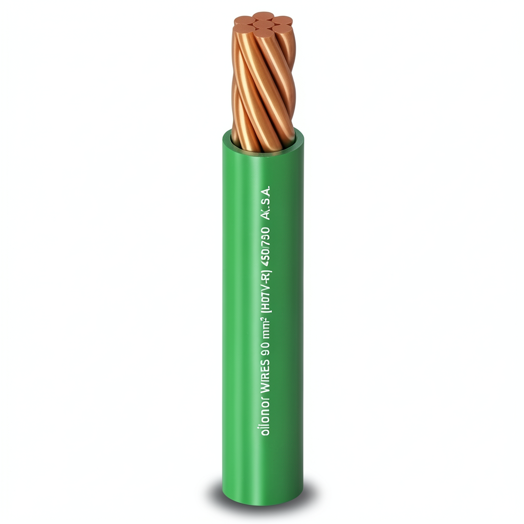 سلك نحاس مجدول معزول PVC مقاوم للحرارة، مقاس 95 مم2، 450/750 فولت، أخضر | شركة الفنار
