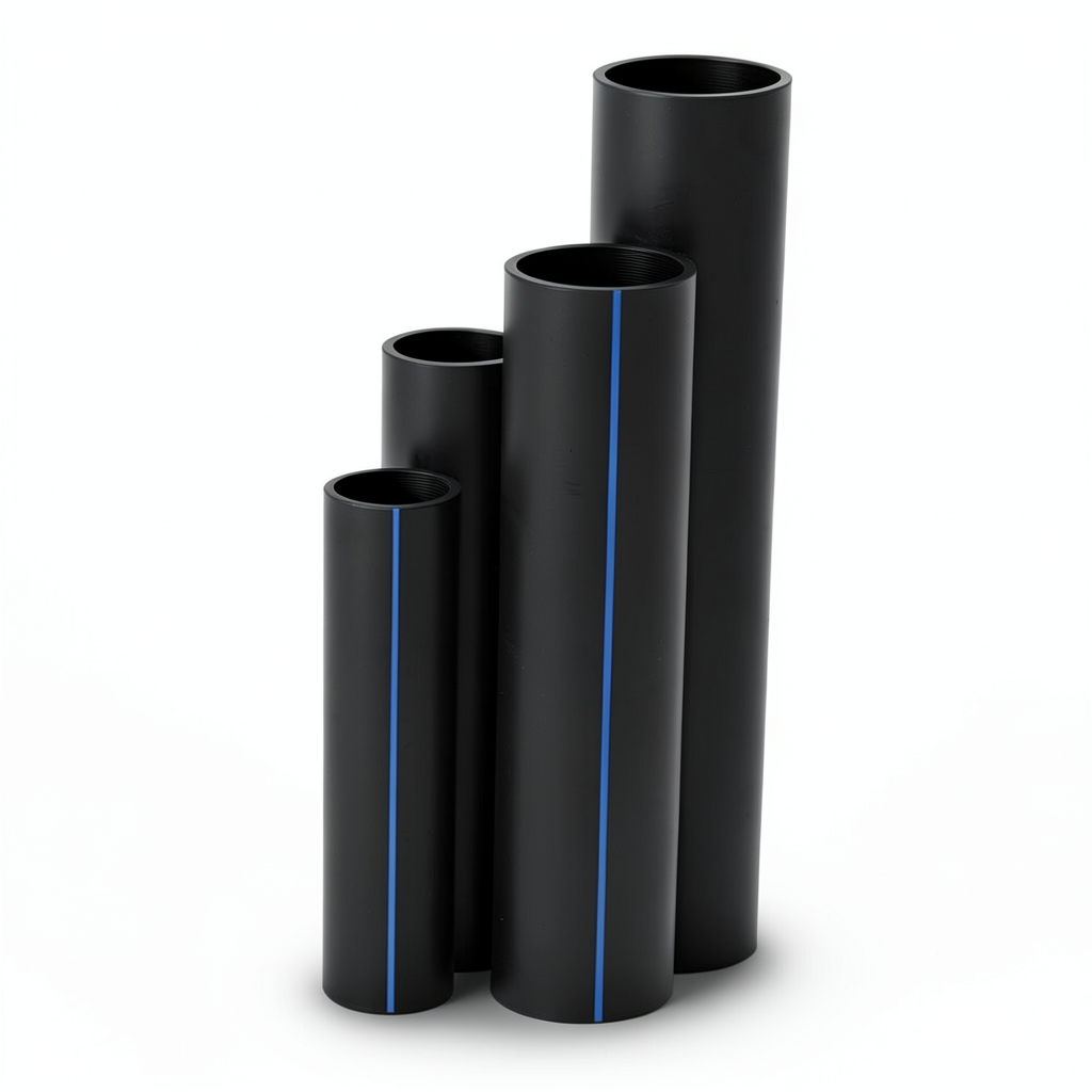 مواسير HDPE ضغط اسمي 16 بار قطر خارجي 110 مم سمك 15.1 مم لون أسود