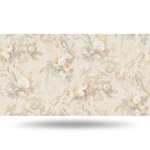 Italian Wallpaper Floral Design 10m x 1.06m Light Beige