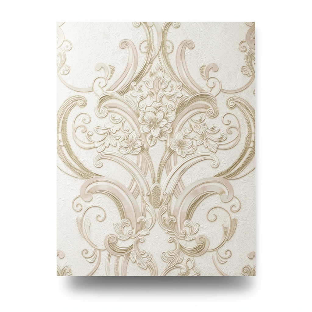 Italian Wallpaper Light Beige 10m x 1.06m Classic Design