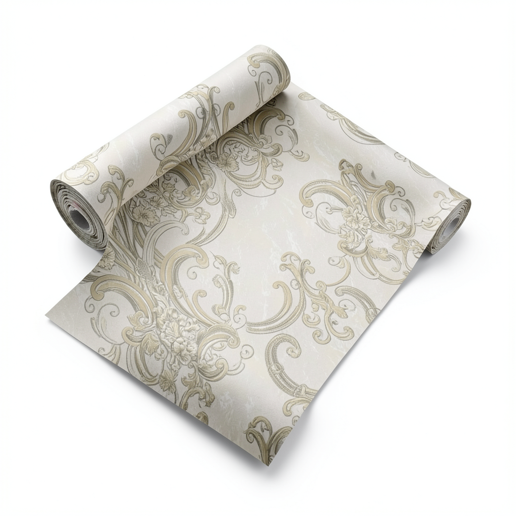 Italian Wallpaper 10m x 1.06m Light Beige, Model 83430