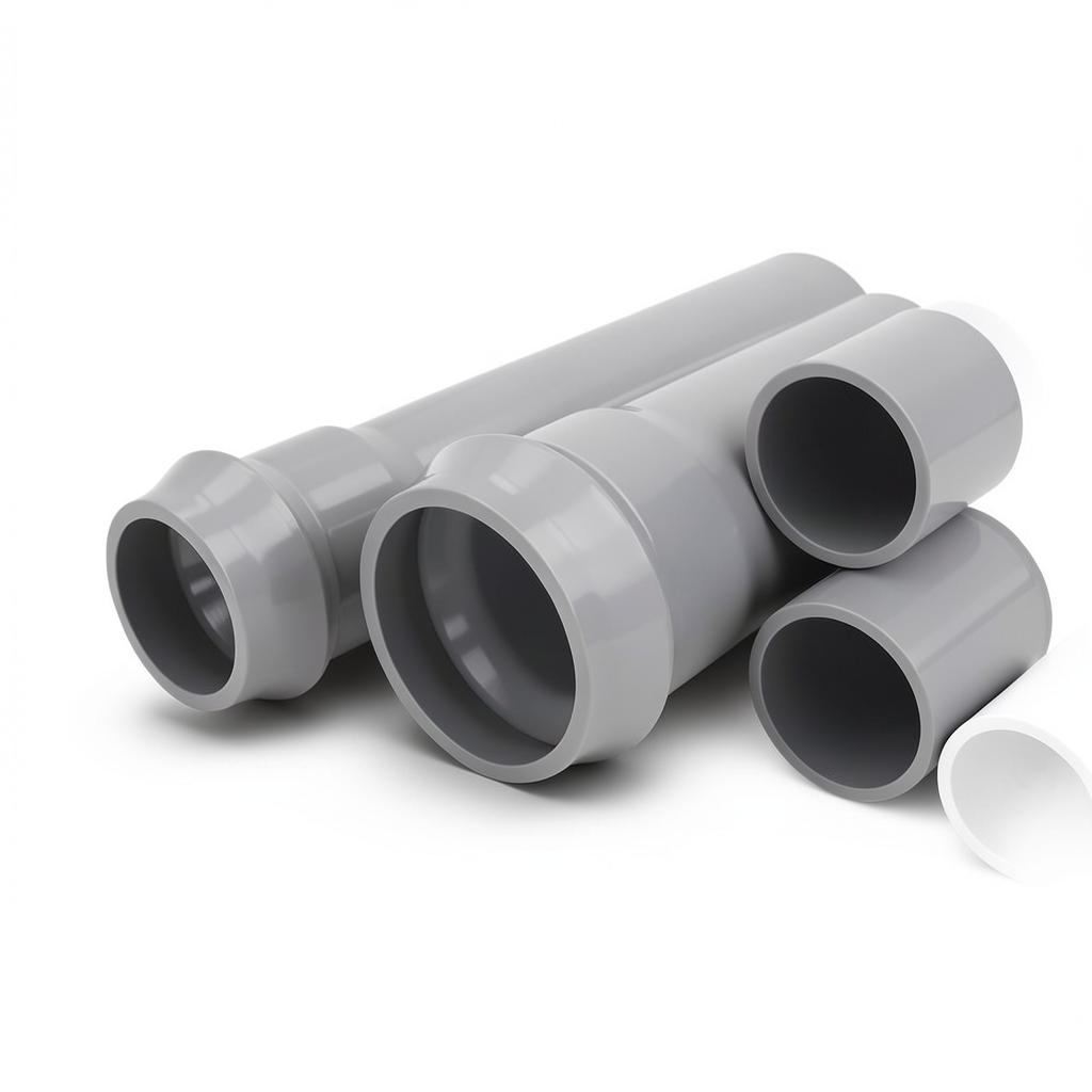 مواسير UPVC ضغط 12.5 بار قطر خارجي 180 مم سمك 8.6 مم لون رمادي