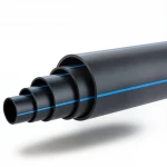 HDPE Plastic Pipe  PN 3.2 Bar [PE 100] OD 225 mm  SDR 41  Color Black with Blue Stripes | Almona Factory