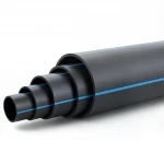 HDPE Plastic Pipe  Nominal Pressure 3.2 Bar [PE 100] OD 315 mm  SDR 41  Color Black with Blue Stripes | Almona Factory