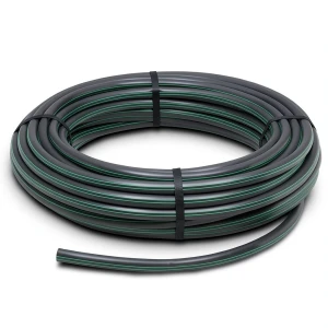 HDPE Plastic Coil Pipe 10 Bar PE 63 50 mm SDR 11 Black with Green Stripes