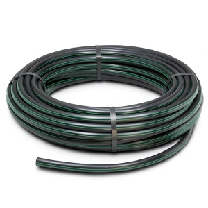 HDPE Plastic Coil Pipe PN 10 Bar PE 63 OD 75 mm SDR 11 Black with Green Stripes