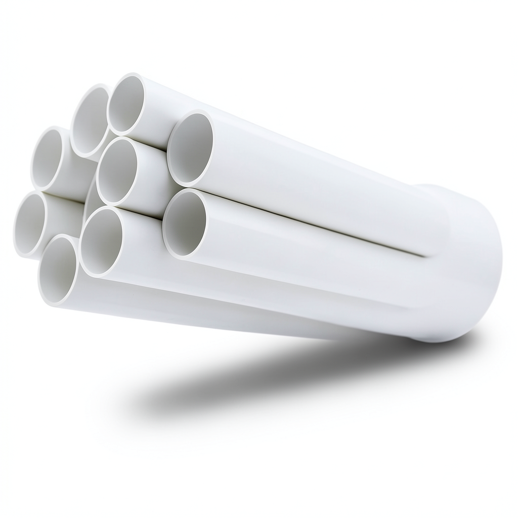 أنابيب UPVC ضغط اسمي 8.6 بار مقاس ½ 1 إنش سمك 1.52 مم لون أبيض