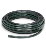 لفة أنابيب بلاستيك HDPE ضغط 10 بار PE63 قطر خارجي 140 مم SDR 11 أسود مع خطوط خضراء